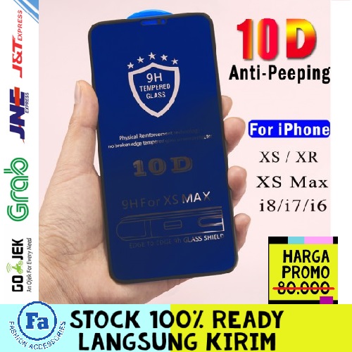 T10-02 SPY 10D Anti spy peeping full cover tempered glass for iPhone XS Max Privacy STRDY