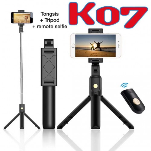 K07 - Tripod 2 IN 1 / Mini Dekstop Tongsis Tripod Selfie Stick Plus Tombol Selfie