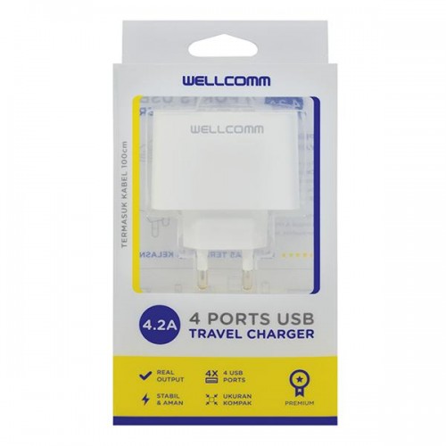 TC Charger / Batok Adaptor USB 4 Output - 2 Ampere / WellComm Multi Port Charger 4.2A