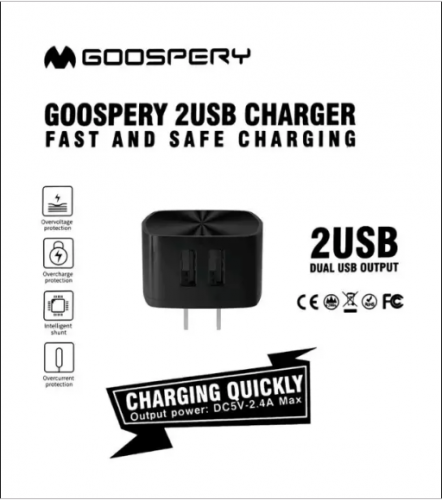 Batok Charger 2 Port USB 2.4 Ampere Fast and Safe Charging Original Merek Mercury Goospery
