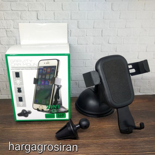 CHM-005 2in1 Universal Holder Mobil / Car Mount Phone Smartphone Bisa Di Putar 360 Derajat  STRDY