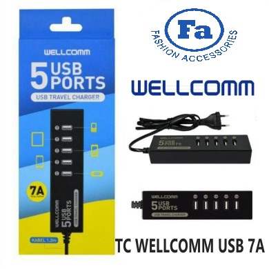 TC Charger / Batok Adaptor USB 5 Output - 7 Ampere / WellComm Multi Port - STHRG