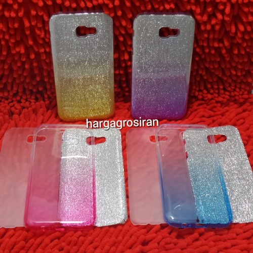 TPU Glitter 3 in 1 Samsung A7 2017 - Ver.2 - Silikon / Softshell Motif + Mika/PC + Stiker Glitter