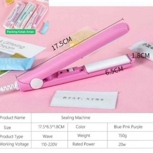 AD-02 Pink Gelombang Alat Perekat Segel Plastik Makanan Serba Guna Sealer Machine Plastic Hand Press Portable Seal Catokan Mini Rambut Alat Catok Hair