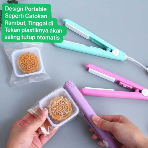 AD-01 Biru Alat Perekat Segel Lurus Plastik Makanan Serba Guna Sealer Machine Plastic Hand Press Portable Seal Catokan Mini Rambut Alat Catok Hair