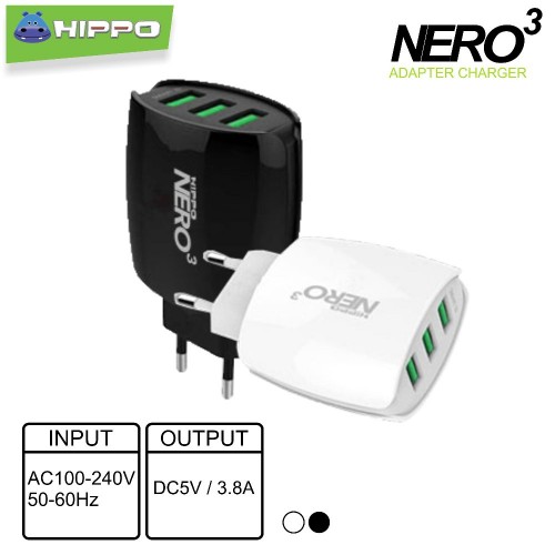 Charger / Adaptor Hippo NERO 3 /  3 USB Ports ( 3.8A ) 8977633019124