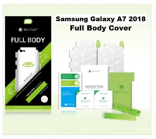 Anti Gores Samsung Galaxy A7 2018 - Full Set 2 in 1 / Full Body Curved / Depan dan Belakang 0.2 mm