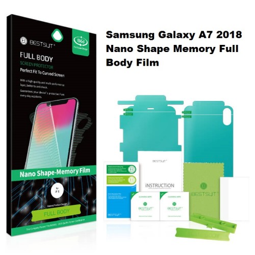 Anti Gores Samsung Galaxy A7 2018 - Nano Shape-Memory Film Full Set 2 in 1 / Full Body Curved