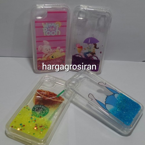 Case Air Glitter Motif Iphone 4 - Ver.3 - Silikon / Softshell Berisi Air Manik - Manik