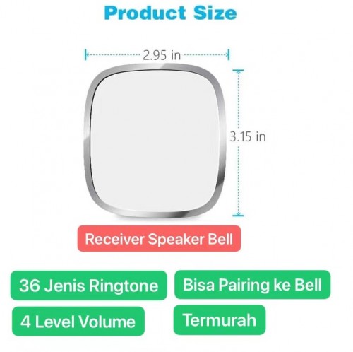 BEL-004 Jual Receiver Lonceng Extension Bel Pintu Rumah / Door Bell House LED Light 36 Nada / Ringtones & 4 Level Volume