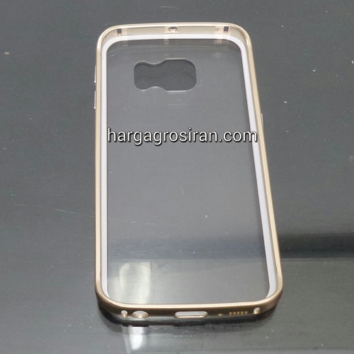 Bumper Aluminium Case + Belakang Transparan Samsung S6 Edge