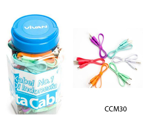 Kabel Data Vivan CCM30 30cm - Micro Data Cable 1 Toples isi 60pcs = 324.000