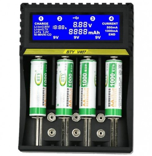 CHB-003 Charger Battery Baterai 18650 Li-ion AA AAA Alkaline 4 Slot ni-fe Ni-Cd Ni-Cd Ni-Cd Li-fe Ni-Mh Fast Charging Indikator LCD Display