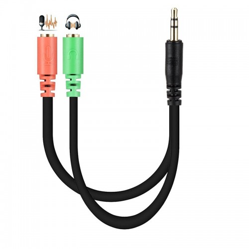 CVR-002 3.5mm Jack Splitter 2 in 1 4 Pole Male Audio Cable Adapter Earphone Headset to 2 Female Headphone Mic For PC Notebook Laptop