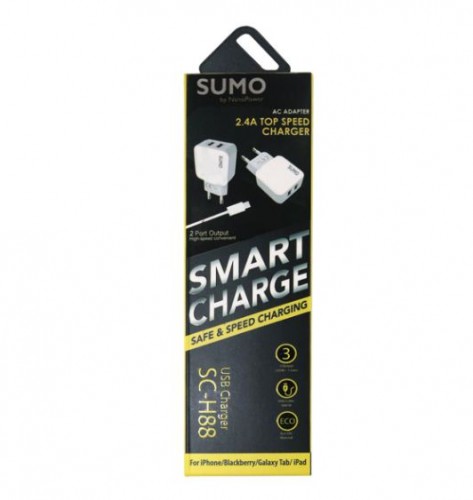 SUMO USB Charger 2.4A SC-H88 Dual USB Adaptor Fast Charging