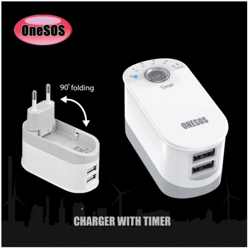 Timer Charger / Batok Adaptor Charger Onesos Mobile Timer- 2 Output / Auto Power Off
