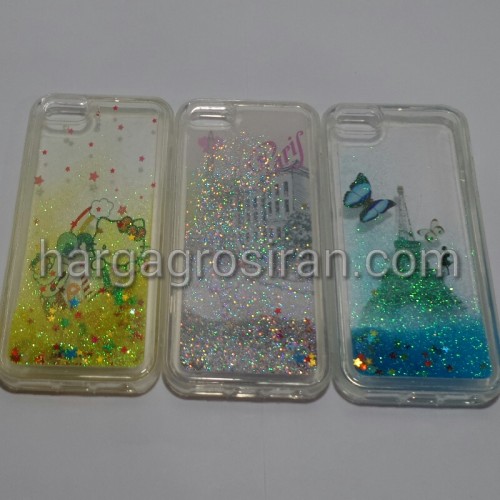Case Air Glitter Motif Iphone 5 - Silikon / Softshell Berisi Air Manik - Manik