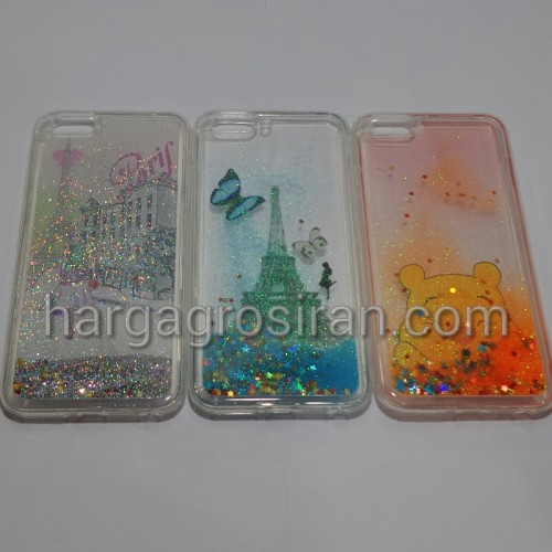 Case Air Glitter Motif Iphone 6 Plus- Silikon / Softshell Berisi Air Manik - Manik