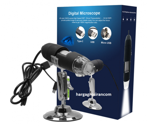 Microscope Zoom 1000x 8 LED / Kaca Pembesar Digital Mikroskop Endoscope Free OTG Type C, Micro
