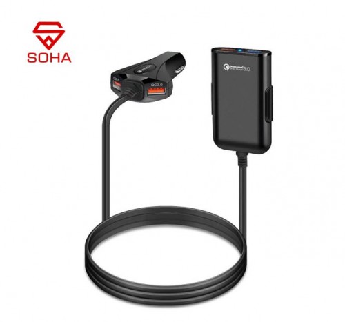 SOHA SVM-002 Saver Mobil / Car Charger Fast Charging 3.A Total 4 Port Buat Penumpang Belakang