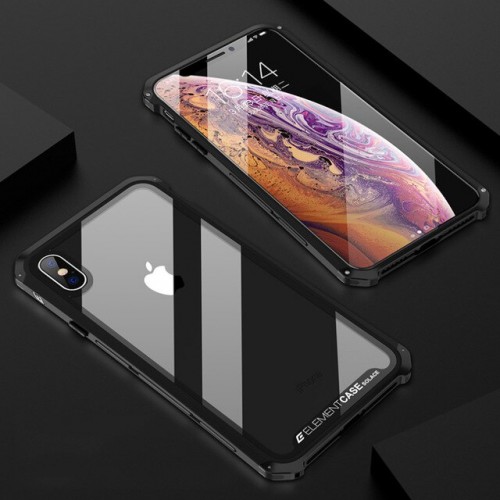 Element Case Iphone XS - Solace Back Tempered Glass Kaca Ver.2 Anti ShockProof Tahan Banting Kokoh dan Packing Eksklusif