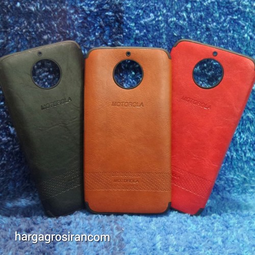 Motorola G5S Plus Elegan Leather Back Case - Silikon Bahan Kulit Design Simple  Ver.3