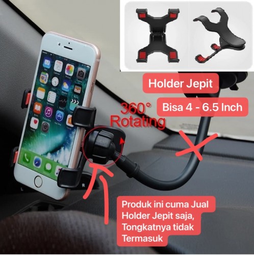 HDR-009 Holder Model Jepit Bisa Jadikan Dudukan handphone Posisi Tidur / Berdiri Holder ini bisa diPajang ke Lazypod / Holder Mobil