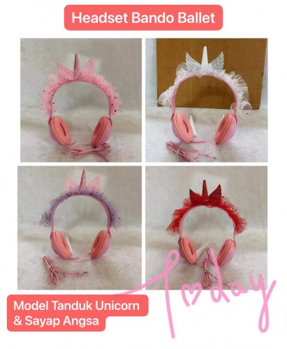 HGM-018 Headset Bando Angsa Wings Tanduk Unicorn Karakter /  Headphone Kabel Kids Lucu Untuk Anak Cocok Earphone Kado Hadiah