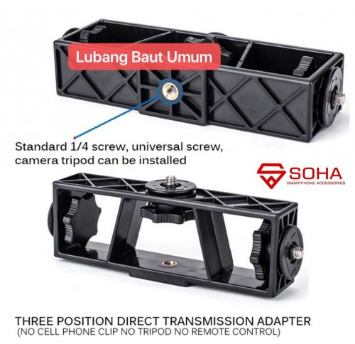 HRT-006 Bracket Sambungan Universal Holder 3 Cabang Bisa Kombinasi Ringlight dan Holder U / Holder Tablet / Holder Smarphone MultiFungsi