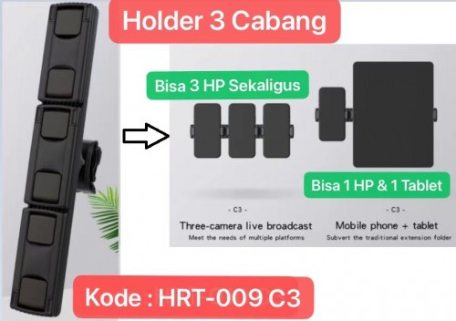 HRT-009 C3 Universal Dudukan HP Bracket Clip Mount Holder Clamp Pad Stand Mobile Tripod Ipad 360D Berdiri / Tidur untuk Live Video Streaming Tiktok