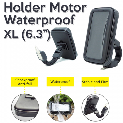 HSM-004 Holder Motor Waterproof Anti Hujan dan Copet Handphone Spion Ukuran 5 Inch sd 6.3 Inch STRDY