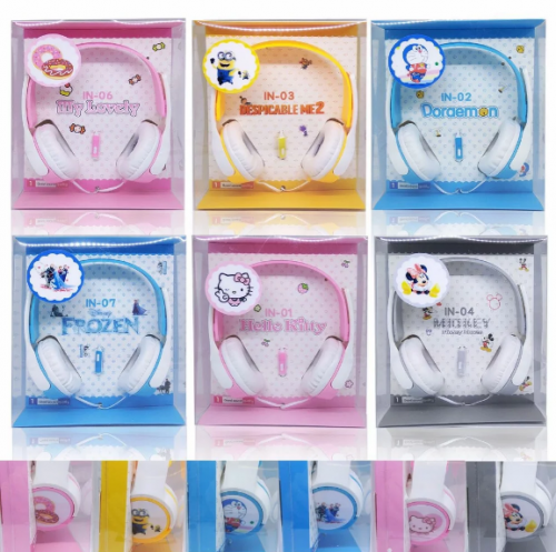 HGM-010 Headphone Karakter Kartun / Headset Kabel Cartoon / Headset Bando Motif Earphone Plus Mic