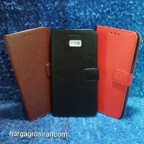 Huawei Y7 Prime - Sarung Kulit Ada Penjepit / Kancing dan Pinggiran Jahitan Leather Case