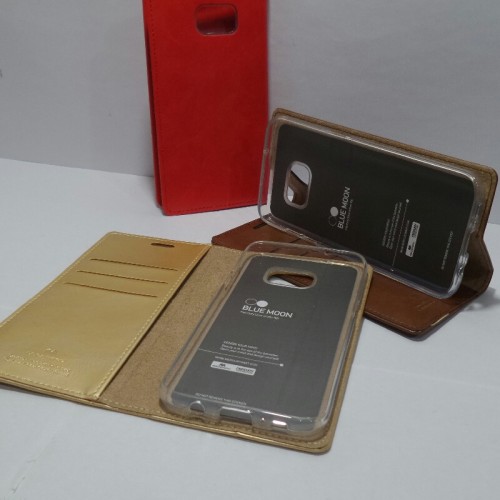 Sarung Mercury Kulit Samsung S7 Edge - Blue Moon Flip / Leather Case / Dompet - STRPT