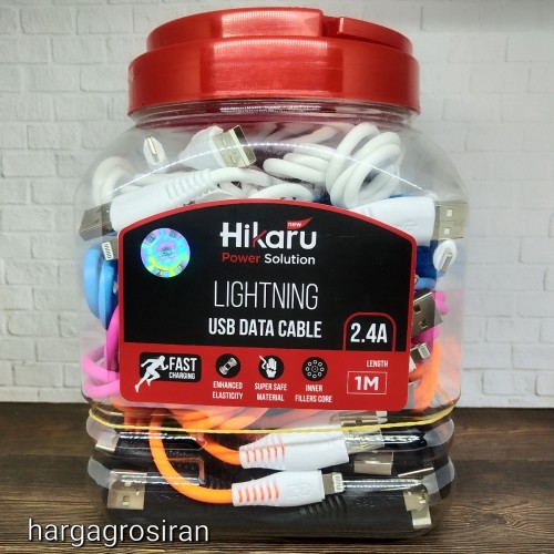 Kabel Charger Hikaru Lightning/Iphone 2.4A - Fast Charging - 100 cm / Toples isi 40 pcs 330.000