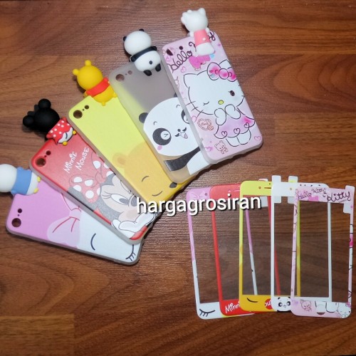 Iphone 6 - Peep Case 360 + Tempered Glass Motif / Silikon Ngitip 3D Cartoon / Softshell Motif