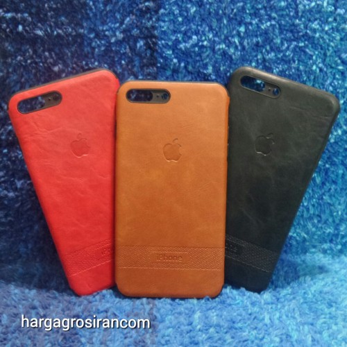 Iphone 8 Plus Elegan Leather Back Case - Silikon Bahan Kulit Design Simple dan Stylish Cover Ver.3