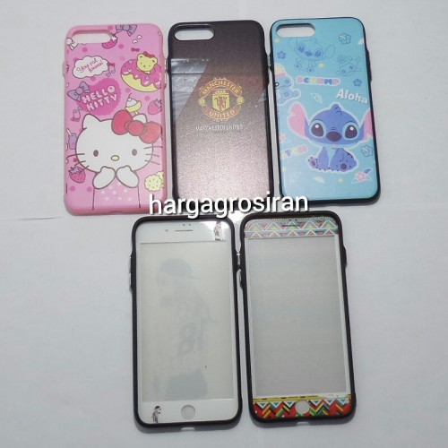 Softcase Tempered Glass Motif Iphone 7 Plus /7S Plus