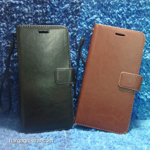 Iphone 8 Plus / 7 Plus - Sarung Kulit FS Leather Case Blue Moon Ada Kancing dan Pinggiran Jahitan