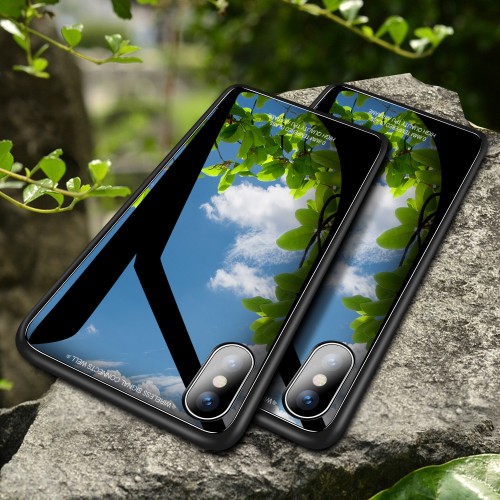 Iphone XS Max - Glass Case / Design Bahan Tempered Full Cover / Lebih Elegan dan Simple