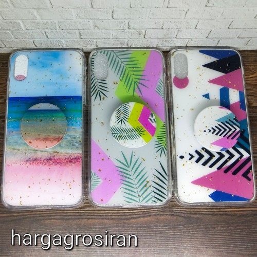 Iphone XS Motif Ver.24 Case Motif Abstrak, Flamingo, Flower Free Pop Socket Back Case