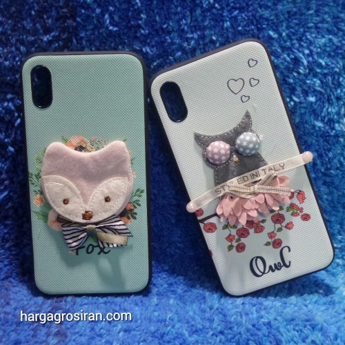 Iphone X - Silikon FS Motif Design Korean Cute Styles Boneka Bahan Kain / Back Soft Case