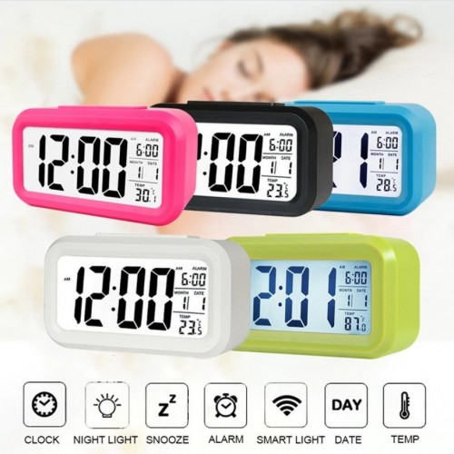 JD-05 Putih Jam weaker Pintar Meja Digital LCD Alarm Kalender & Sensor Suhu Weker Lampu LED Smart Alarm Clock multifungsi