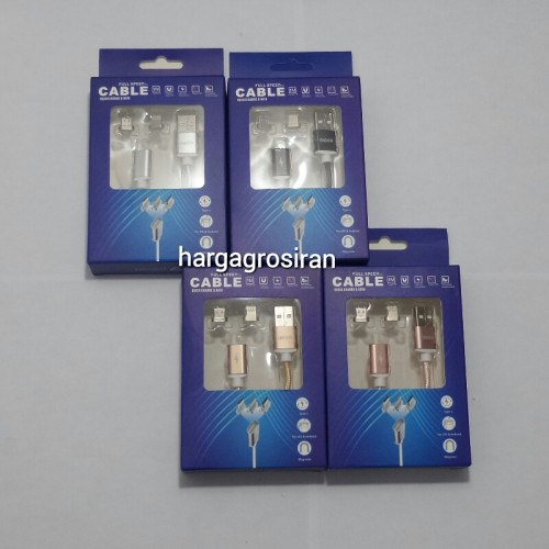 Kabel Charger Onesos Magnet 2in1 - Micro USB dan Iphone  / Bahan Tali Sepatu