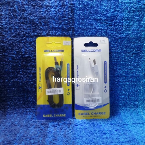 Kabel Wellcomm Micro 1 Meter Buat Data / Charger Samsung / Blackberry - Data Micro