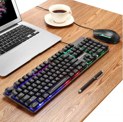 KYB-016 Keyboard & Mouse Kabel Gamer Professional Gaming Lampu LED RGB Backlit di Tombol For PC Laptop GT200