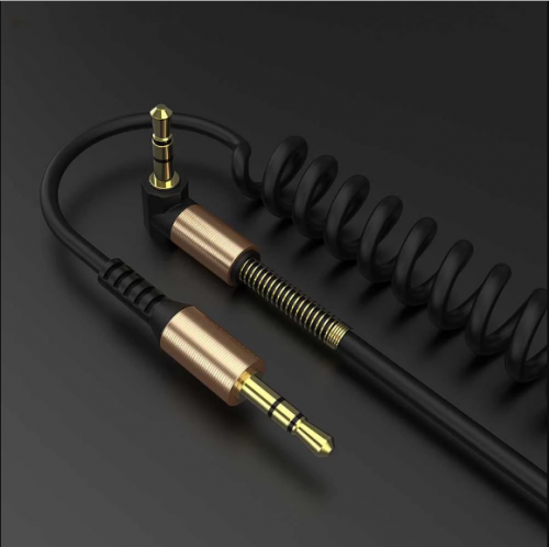 KJX-002 - Kabel AUX Jack 3.5mm HiFi Spring Type L - Black