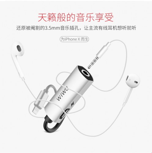 Kabel Audio Headphone Lightning Mrek Wiwu Converter AUX Adapter Lt01 - iPhone Xs Max 3.5mm