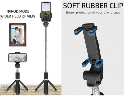 L01 Tongsis Bluetooth + Tripod Mini + Remote Shutter Bluetooth Monopods Selfie Stick Expandable