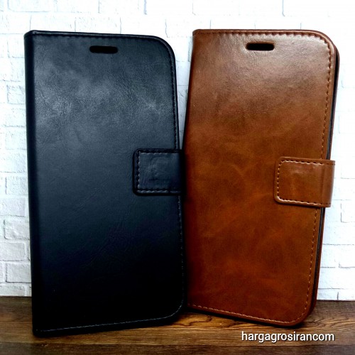 LG G6 - Sarung Kulit FS Leather Case Blue Moon Ada Kancing dan Pinggiran Jahitan Cover